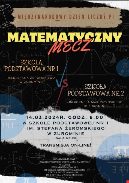 plakat Matematyczny mecz - Międzynarodowy Dzień Liczby PI
